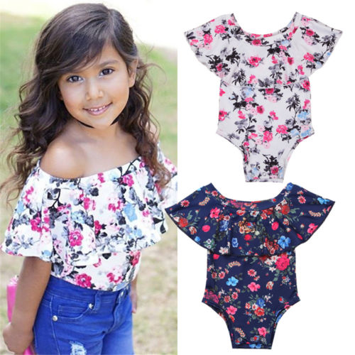 Fashion Newborn Baby Girls Off Should Bodysuit