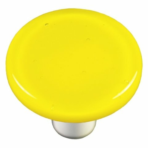 Hot Knobs HK1010-KRA Canary Yellow Round Glass Cabinet Knob - Aluminum