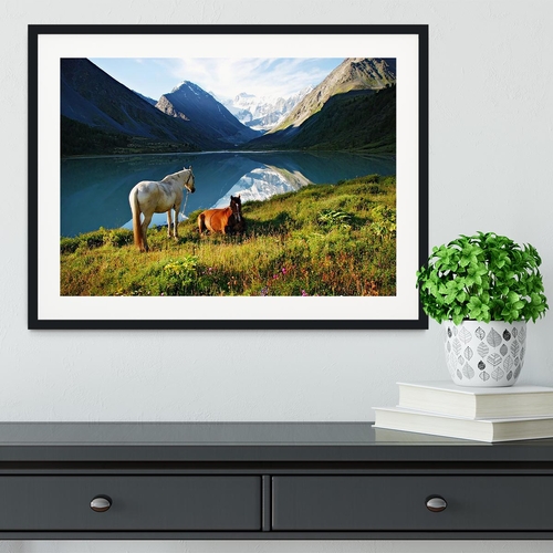 Mountain pasture horses Framed Print