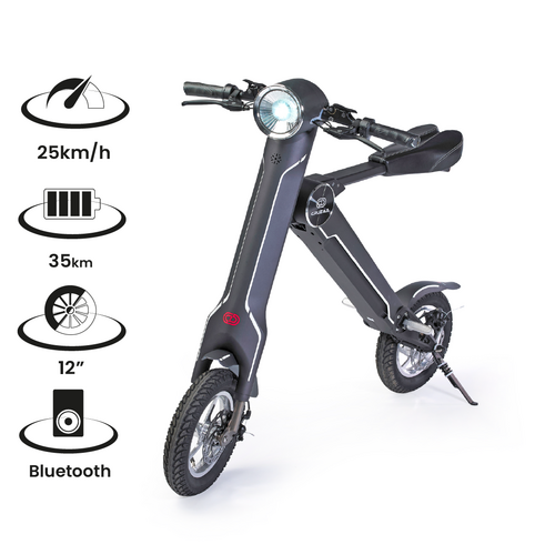 The Cruzaa E-Scooter Carbon Black with Built-in Speakers & Bluetooth