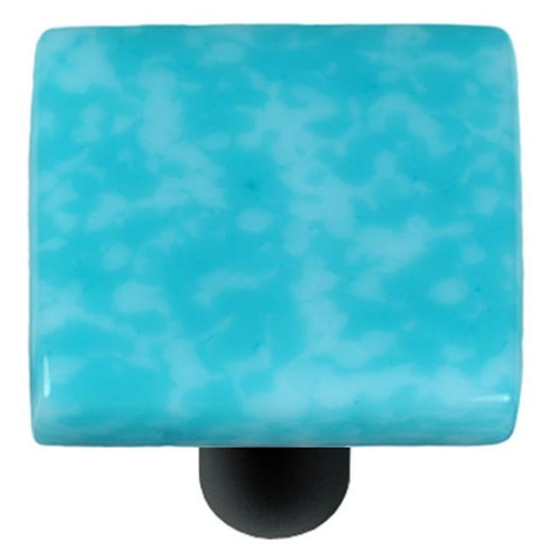 Hot Knobs HK8054-KB Granite Turquoise Blue & White Square Glass Cabine