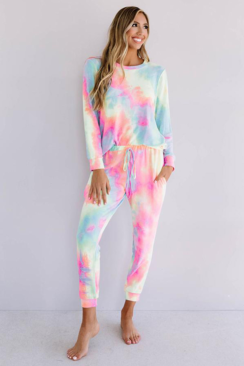 Pink Snuggle Down Tie Dye Lounge Set