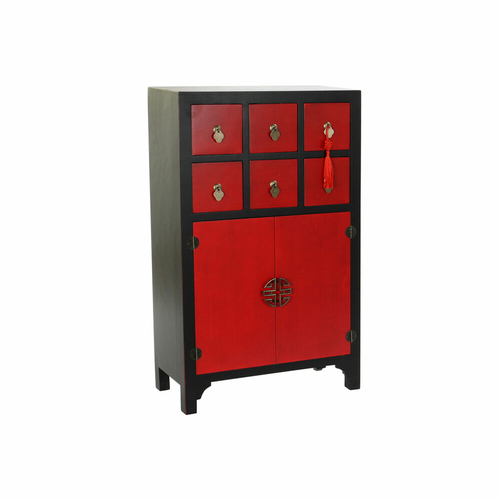 Chest of drawers DKD Home Decor Black Red Fir MDF Wood Oriental 63 x