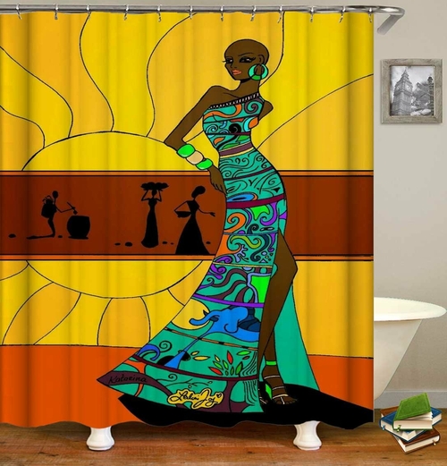 African Woman With Colorful Dress Shower Curtain