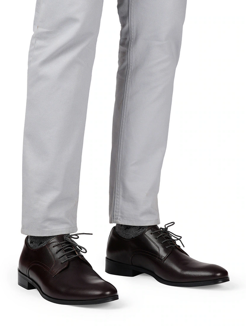 Brown Synthetic Laceup Derbies (Size-UK-6) (Color-BROWN)