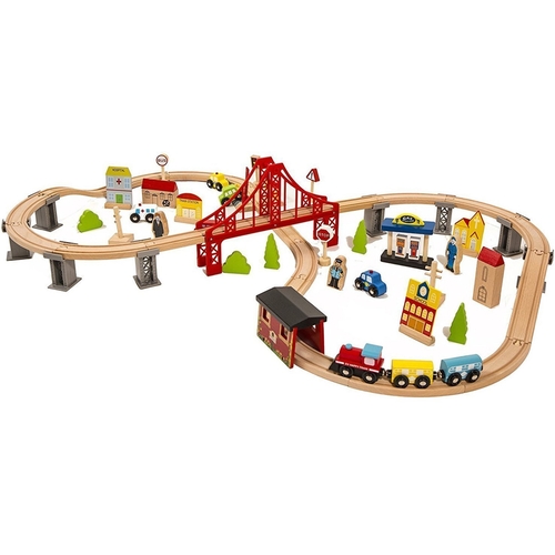 Kids Children Toy 70pcs Wooden Train Set