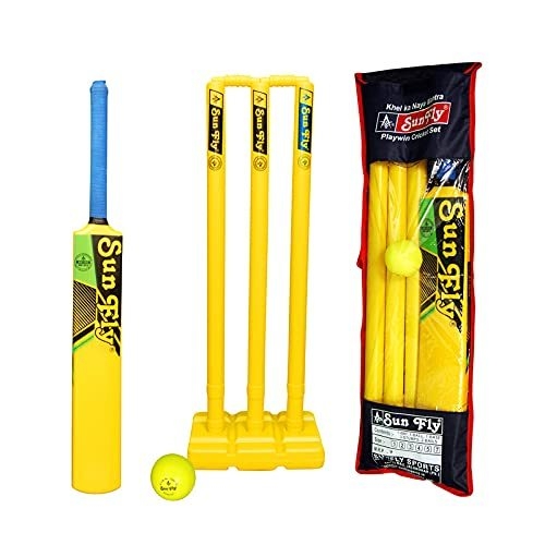 KIDS PLASTIC CRICKET KIT 2 bails, 1 Stand, 1 Bat and 1 ball 