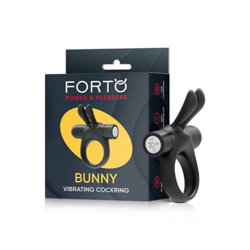 Forto Bunny Rechargeable Silicone Vibrating Cockring with Stimulating