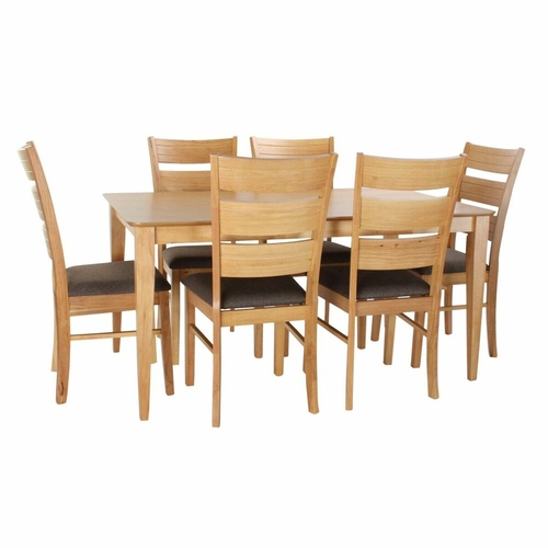 Table set with 6 chairs DKD Home Decor Light brown Oak MDF Wood (98