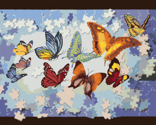 Zuty - Paint by Numbers - PUZZLE AND BUTTERFLIES (D. RUSTY RUST),