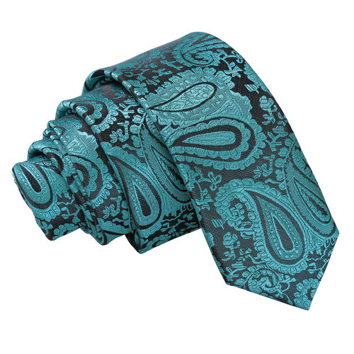 Paisley Skinny Tie - Teal