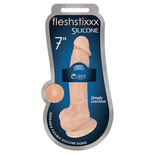 Curve Toys FLESHSTIXXX  7 in. Posable Silicone Dildo with Balls &