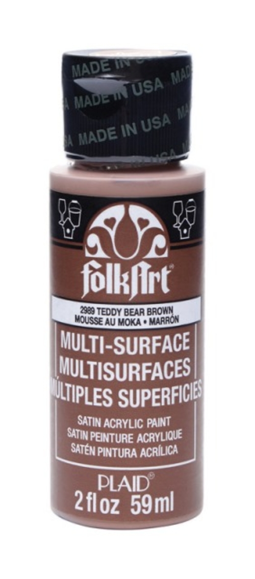 Plaid 2989 2 oz Multi-Surface Satin Acrylic Paint  Teddy Bear Brown - 