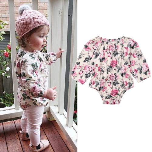 Casual Kids Floral Bodysuits Newborn Baby