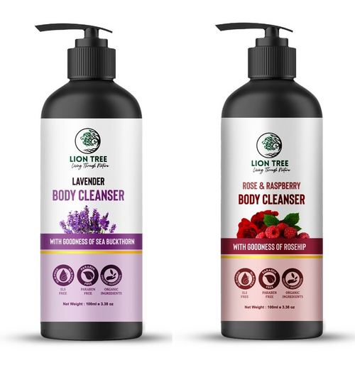 Lavender and Rose & Raspberry Body Wash 200ml Pack of 2