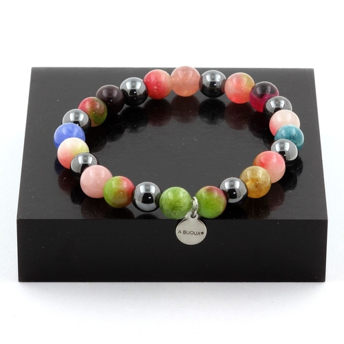 Multicolor Tourmaline + Watermelon Tourmaline + Hematite Bracelet