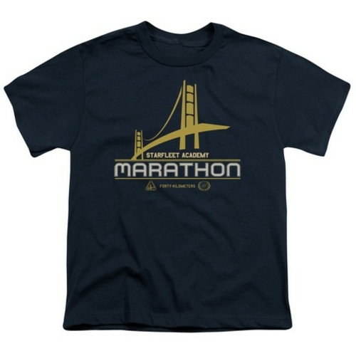 Trevco Star Trek-Marathon Logo - Short Sleeve Youth 18-1 Tee - Navy