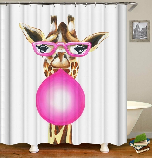 Bubble Gum Lady Giraffe Shower Curtain