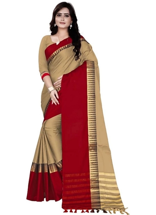 Coffee Brown Color Cottn Silk  Saree