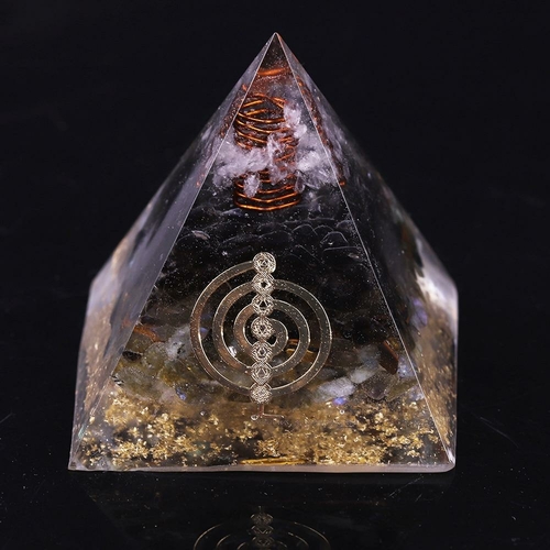 Reiki Orgonite Pyramid Smoky Quartz Natural Labradorite Repel Evil