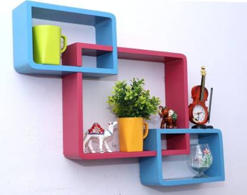 DECORASIA Wall Mount Set Of 3 Intersecting Wall Shelves 