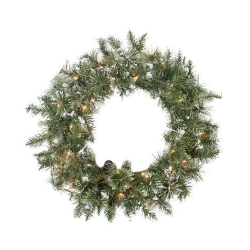 NorthLight 24 in. Pre-Lit Snow Mountian Pine Wreath 120 Tips 50 Clear 