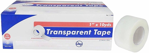 Transparent Tapes. Case of 144 Medical Tapes 1" x 10 yds. Non-sterile