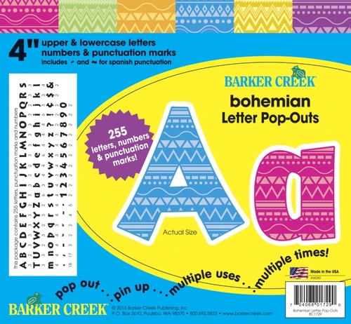 Barker Creek 1594916 Bohemian Letter Pop-Outs, 4 in.