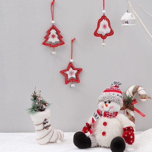 Christmas Tree Wooden Pendants Star Bell Xmas Tree