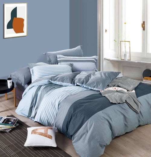 Williams Black/Gray Striped 100% Cotton Comforter Set 