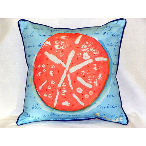 Betsy Drake HJ092B Coral Sand Dollar - Blue Large Indoor-Outdoor Pillo