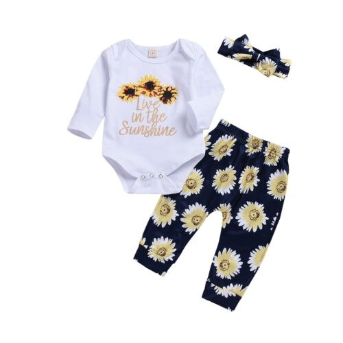 Pretty Newborn Baby Girls Sunflower Print