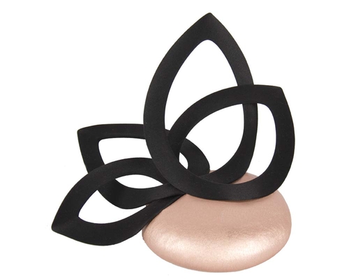 Rose Gold & Black leather designers winter racing fascinator 