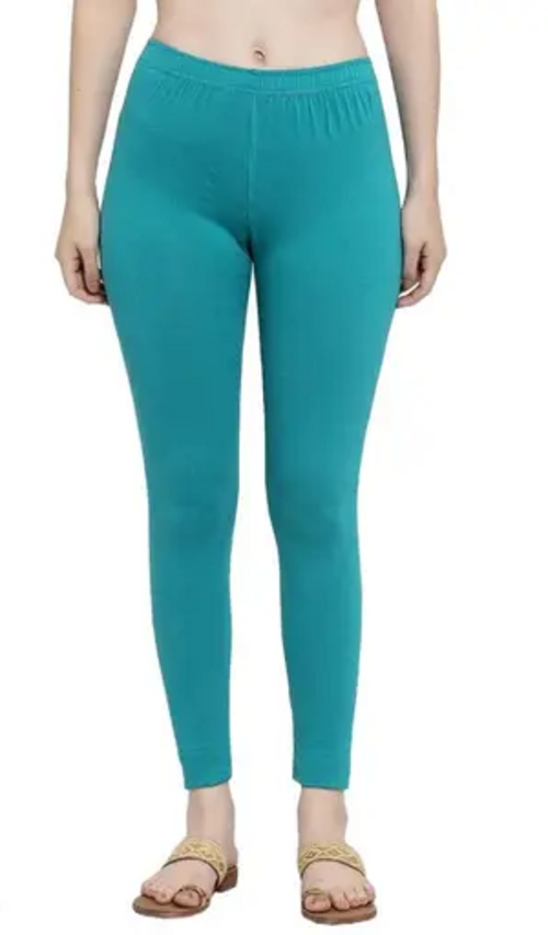 Ultra Soft Churidar Cotton Lycra Leggings for Women (Blue)