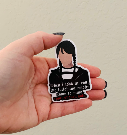 Rope, Shovel, Hole-Wednesday Addams Sticker/Magnet