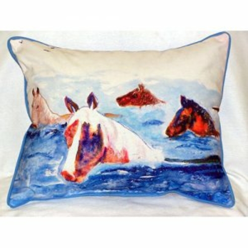 Betsy Drake ZP151 Chincoteague Ponies Indoor & Outdoor Throw Pillow- 2