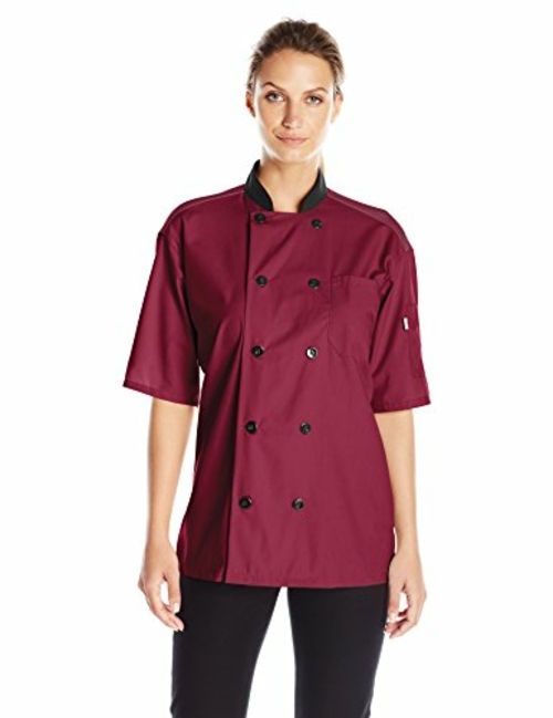 Vtex 0494-0303 Uncommon Threads Womens Havana Chef Coat SS Mesh Black 