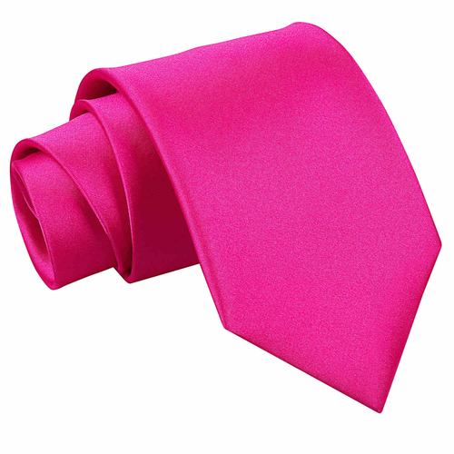 Plain Satin Classic Tie - Hot Pink