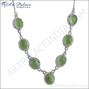 Handcrafted Prehnite and Sterling Silver Necklace