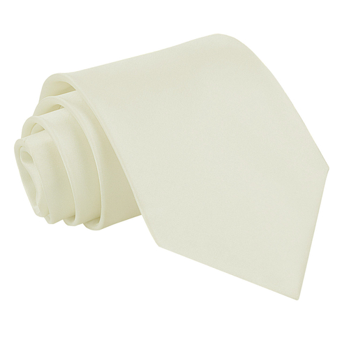 Plain Satin Classic Tie - Ivory