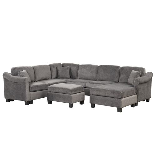 122.1" *91.3"  4pcs Sectional Sofa with Ottoman with Right Side Chaise