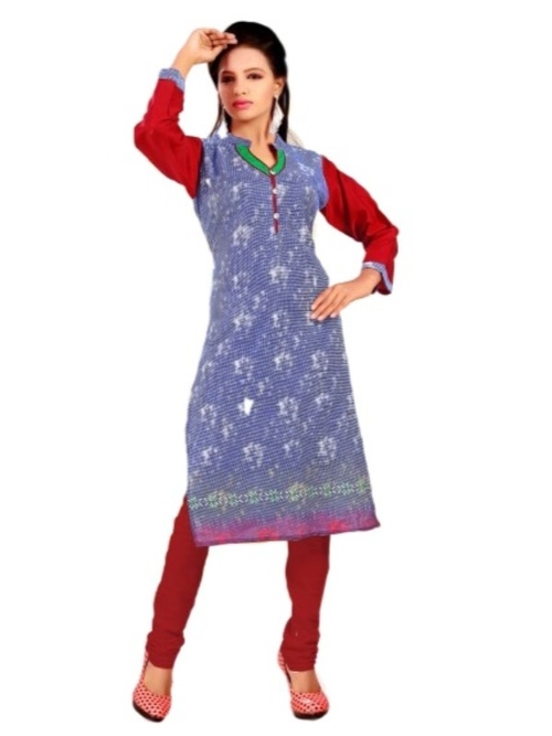 Blue & Red Printed Casual Women’s Kurti