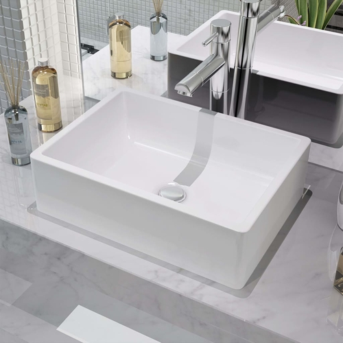 Basin Ceramic Rectangular Black 16.1"x11.8"x4.7"
