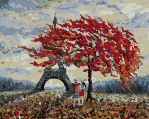 Paint by Numbers - COUPLE IN LOVE AND THE EIFFEL TOWER