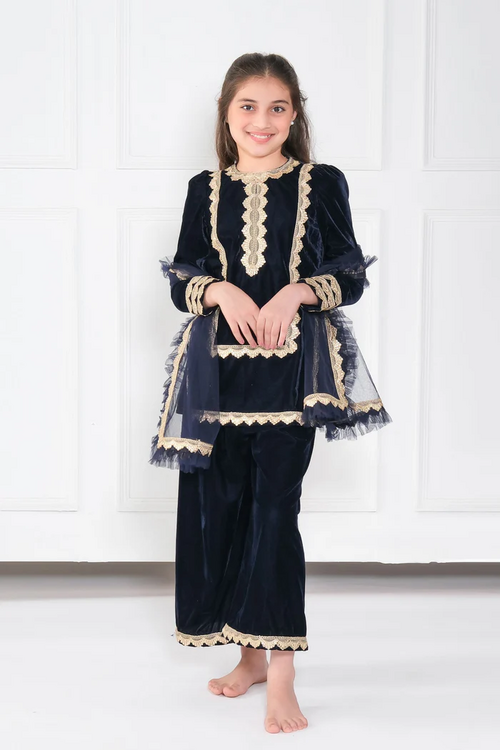 GIRLS SAPPHIRE ETHINIC SET (SIZE-3-4yr) (COLOR-BLUE)
