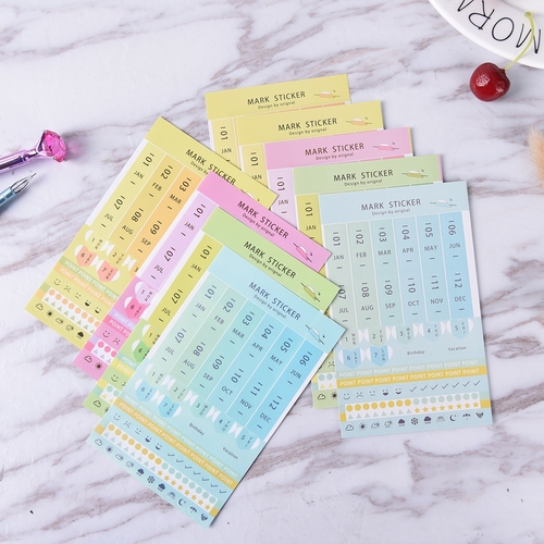 8 Pcs Rainbow Color Diary Sticker Month Plan DIY