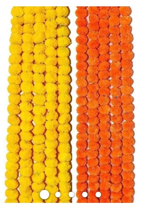 Indian Handmade Artificial Marigold Garland Flowers for Decoration 