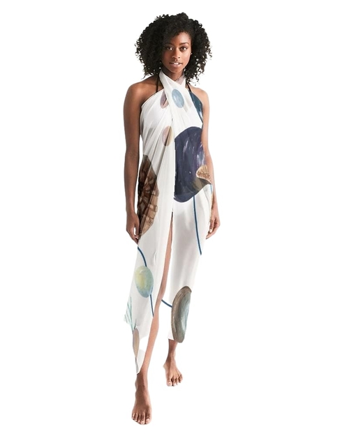 Sheer Sarong Swimsuit Cover Up Wrap / White Seashell