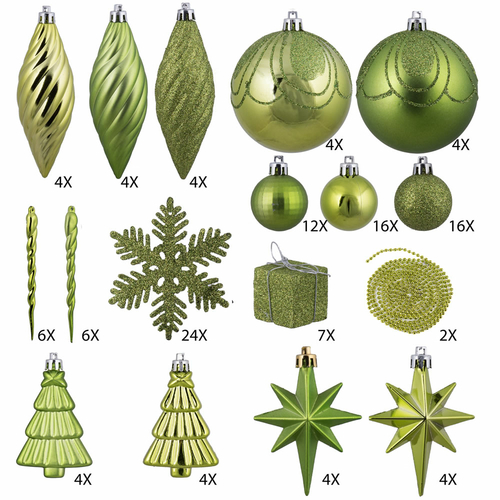 Vickerman N512513 Lime Ball Ornament Set, - 125 Piece