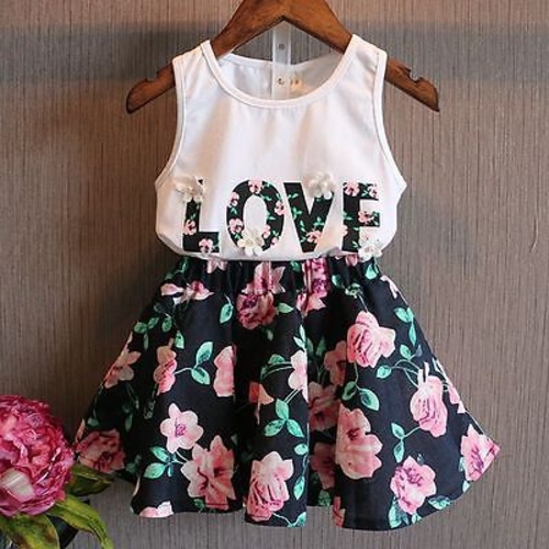 2pcs Toddler Kids Baby Girls Outfits T Shirt